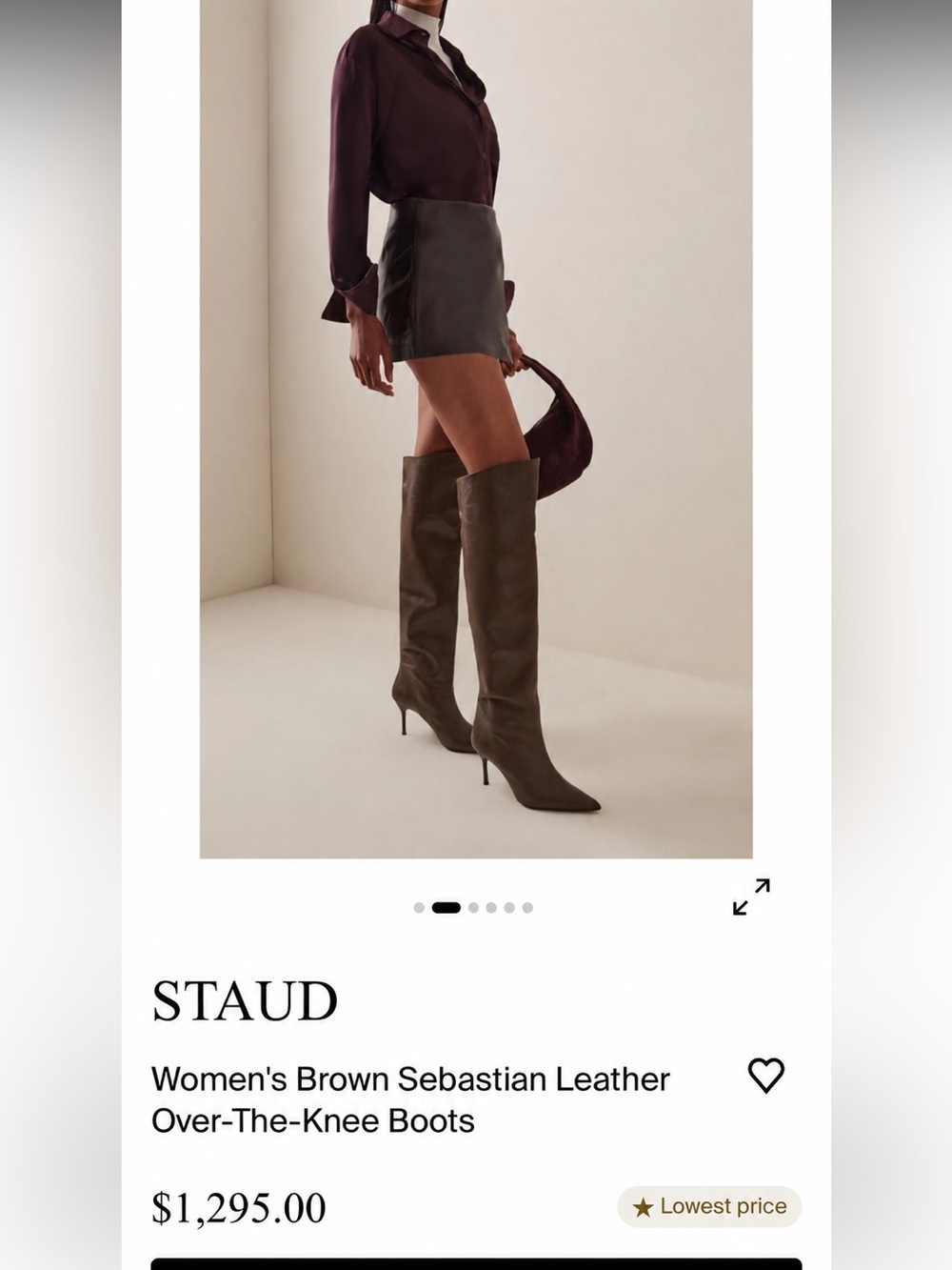 STAUD Sebastian Over-the-Knee Pointed Boot in Olive